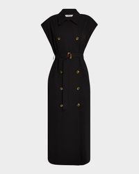 Double-Breasted Stretch Crepe Trench Dress