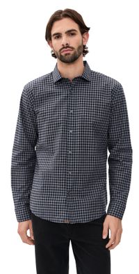 Billy Reid Plaid Check Hutcheson Sport Shirt Navy/Grey M