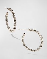 Platinum Small Hoop Earrings, 0.83"