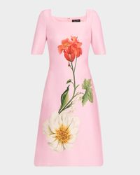 Floral-Print Scuba Midi Dress