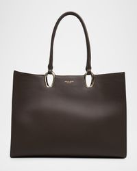 Teardrop Cutout Smooth Leather Shopper Tote Bag