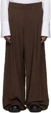 Dries Van Noten Brown Pleated Trousers