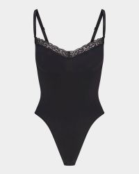 Seamless Sculpt Lace-Trim Thong Bodysuit