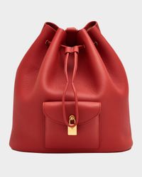 Extra Drawstring Calf Leather Backpack