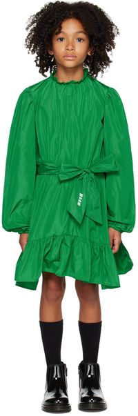 MSGM Kids Enfant | Robe verte à manches bouffantes