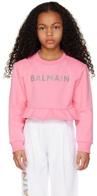 Balmain Kids Pink Ruffled Sweatshirt