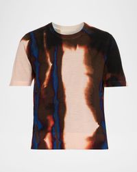 Burned Striped Wool Short-Sleeve Sweater