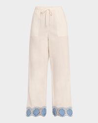 Tildi Embroidered Cotton-Linen Pants