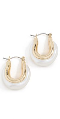 Argento Vivo TT Pearl Irregular Oval Hoops Gold One Size