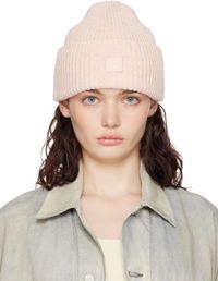 Acne Studios Pink Small Face Logo Beanie