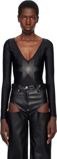 Pushbutton Black Star Point Bodysuit