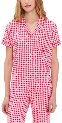 Z Supply Gingham Pajama Top Kiss Me Red XS