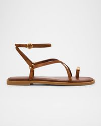 Suede Geo Strappy Toe-Ring Sandals