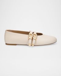 Maven Leather Dual Buckle Mary Jane Ballerina Flats