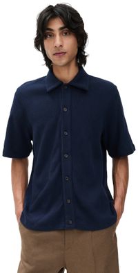 Universal Works Button Through Polo Bright Navy XL