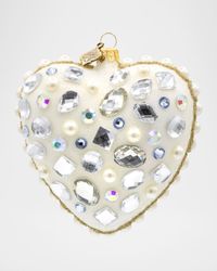 Bejeweled Opal Heart Christmas Ornament