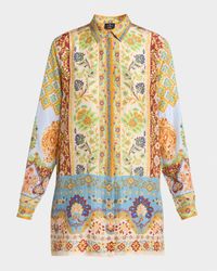 Multicolor Paisley Silk Button-Front Shirt