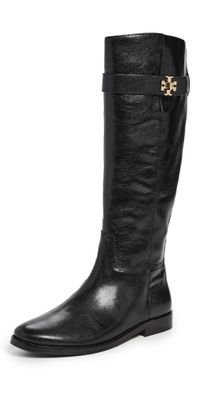 Tory Burch T Lock Riding Boots Perfect Black 9