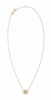 Tory Burch Pave Flower Pendant Necklace Tory Gold/Crystal One Size