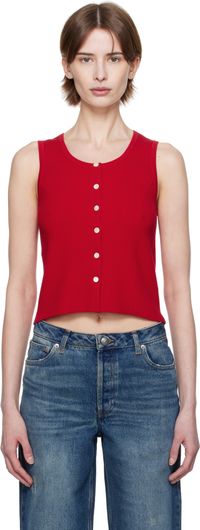 A.P.C. Red Buttoned Tank Top
