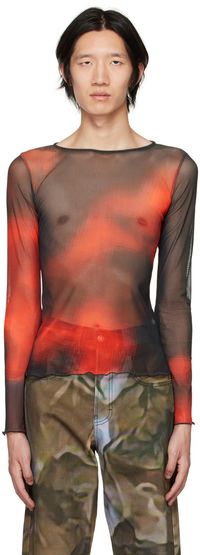 Serapis T-shirt à manches longues Lava orange et noir exclusif à SSENSE