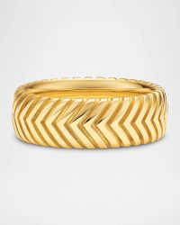 Men's Chevron Band Ring in 18K Gold, 8mm