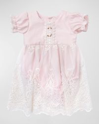 Girl'S Sophia Scalloped Lace Diaper Dress, Size 0M-24M