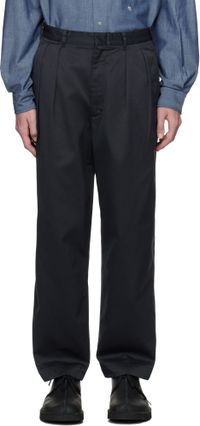 nanamica Navy Double Pleat Chino Trousers