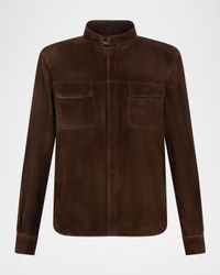 Men's Stand-Collar Distressed Leather Jacket