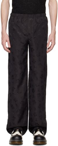 Anna Sui Pantalon noir à motif fleuri en tissu jacquard