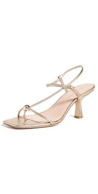 Loeffler Randall Triana Strappy Mid-Heel Sandals with Ball Champagne 8