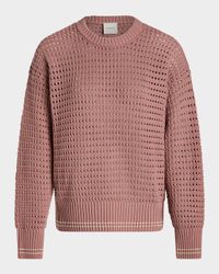 Fox Crochet-Knit Crewneck Sweater