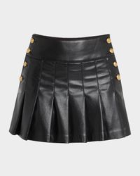 Lanna Pleated Vegan Leather Mini Skirt