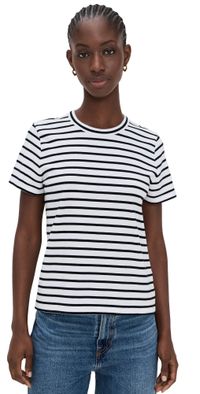 Madewell Perfect Stripe Crewneck Tee B & W STRIPE XXL