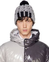 Thom Browne Gray & Black Cable RWB Striped Beanie