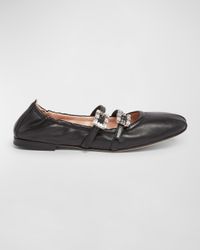 Calfskin Dual Buckle Ballerina Flats