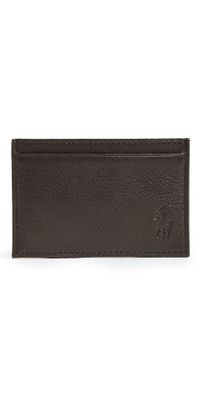Polo Ralph Lauren Pebbled Leather Slim Card Case Brown One Size