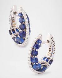 Procida 18K White Gold Earrings with White Diamonds and Blue Sapphires