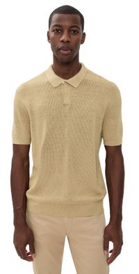 Polo Ralph Lauren Original Label Linen Johnny Collar Sweater Classic Tan S