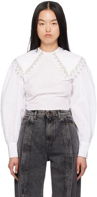 Charles Jeffrey LOVERBOY Chemisier à manches bouffantes blanc
