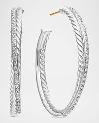 DY Crossover Extra-Large Hoop Earrings w/ Diamonds
