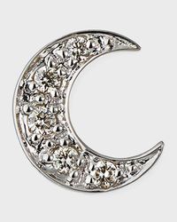 14k Pave Diamond Crescent Moon Single Stud Earring