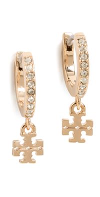 Tory Burch Icon Pavé Huggie Earrings Tory Gold/Crystal One Size