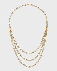 18K Paperclip Triple Strand Bib Necklace