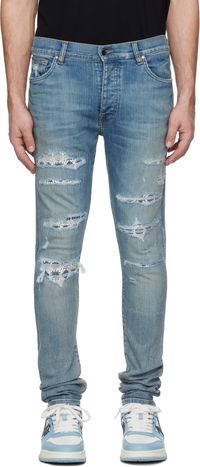 AMIRI Blue MA Quad Repaired Skinny Jeans