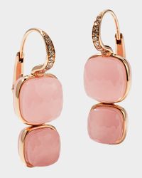 Nudo 18K Rose Gold Rose Quartz Brown Diamond Pendant Earring
