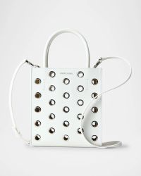 Small Grommet Leather Shopper Crossbody Bag