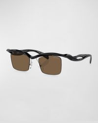 Men's Rimless Plastic Square Sunglasses