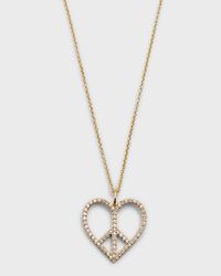 XL Diamond Pave Peace Sign Heart Pendant Necklace