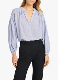 Vanessa Bruno - Blouse col tunisien à rayures en coton - Taille L - Bleu